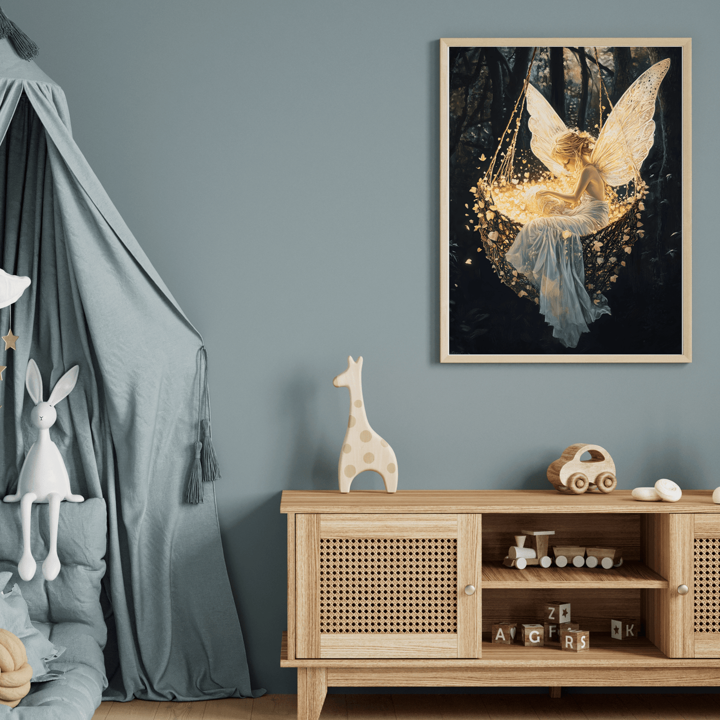 Fantasy Fairy Wall Art Print - Whimsical Nursery Art - Magical Fairycore Motherhood Painting - Whimsigoth Decor - Enchanted Baby Shower Gift