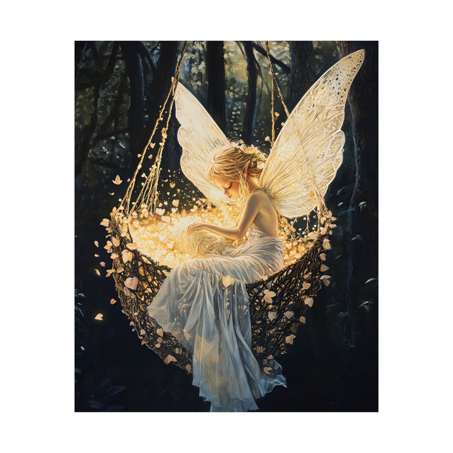 Fantasy Fairy Wall Art Print - Whimsical Nursery Art - Magical Fairycore Motherhood Painting - Whimsigoth Decor - Enchanted Baby Shower Gift