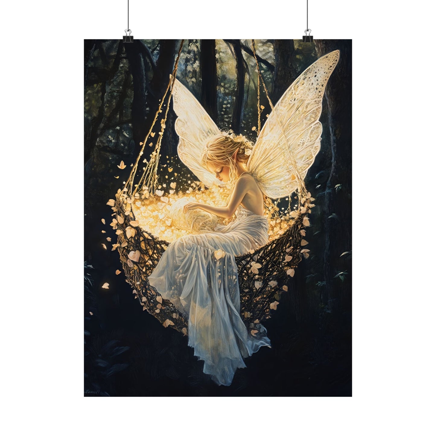 Fantasy Fairy Wall Art Print - Whimsical Nursery Art - Magical Fairycore Motherhood Painting - Whimsigoth Decor - Enchanted Baby Shower Gift