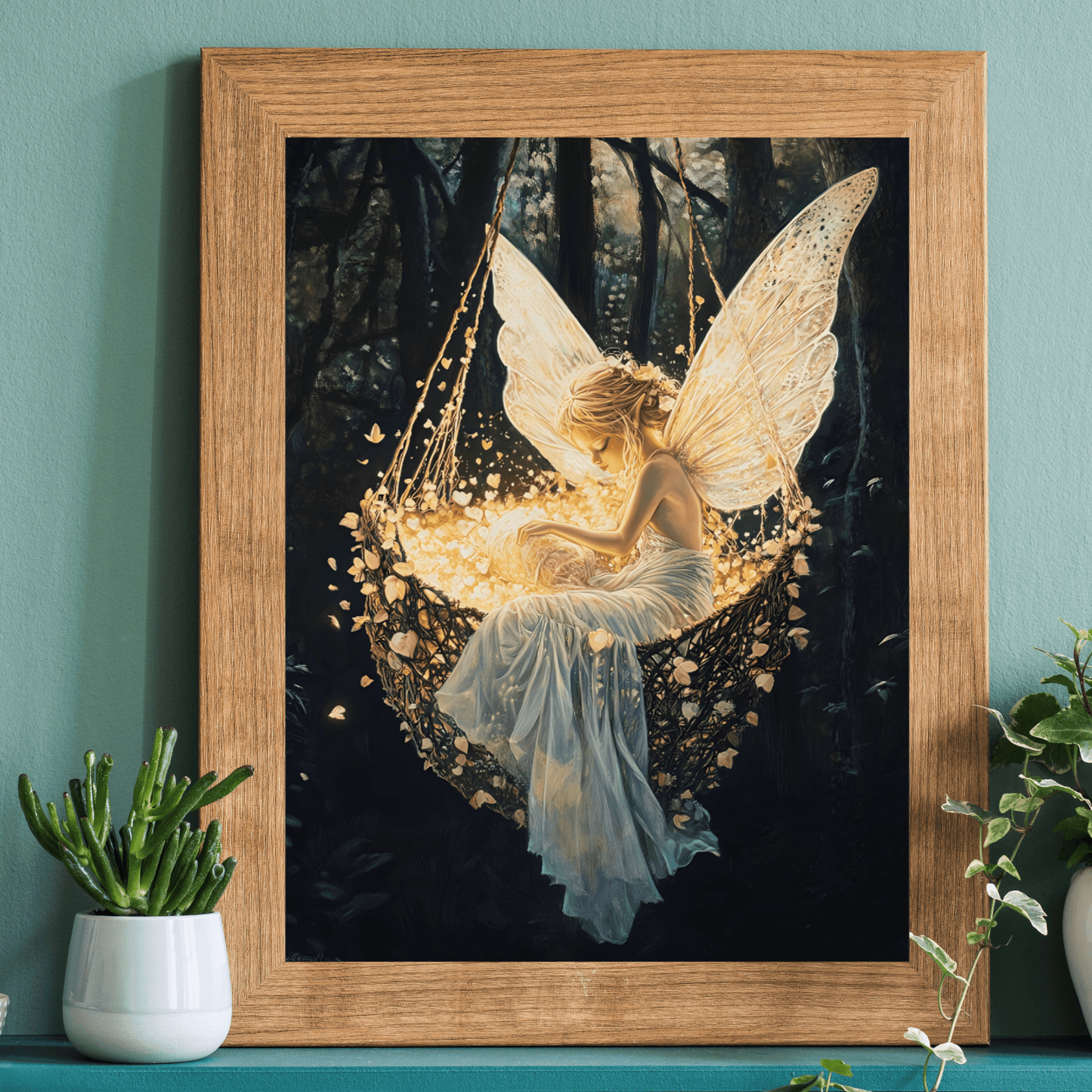 Fantasy Fairy Wall Art Print - Whimsical Nursery Art - Magical Fairycore Motherhood Painting - Whimsigoth Decor - Enchanted Baby Shower Gift