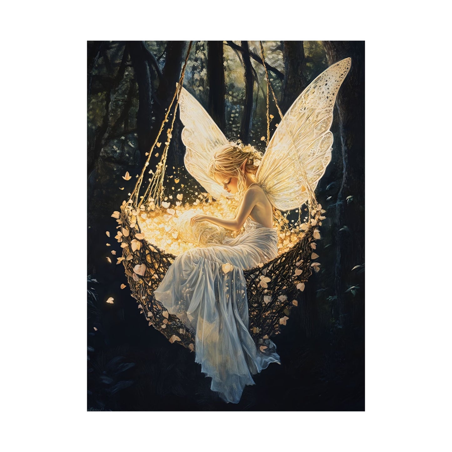 Fantasy Fairy Wall Art Print - Whimsical Nursery Art - Magical Fairycore Motherhood Painting - Whimsigoth Decor - Enchanted Baby Shower Gift