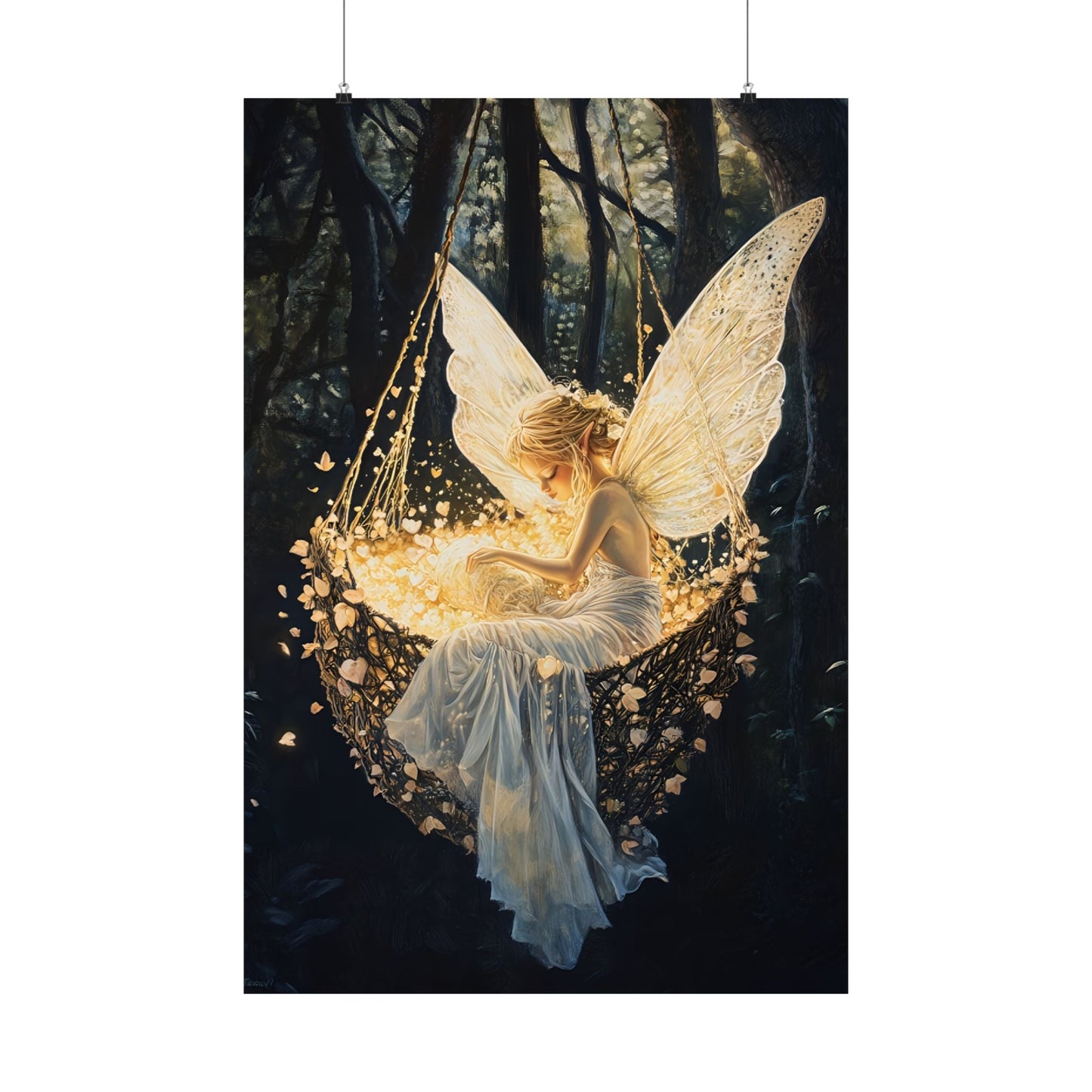 Fantasy Fairy Wall Art Print - Whimsical Nursery Art - Magical Fairycore Motherhood Painting - Whimsigoth Decor - Enchanted Baby Shower Gift