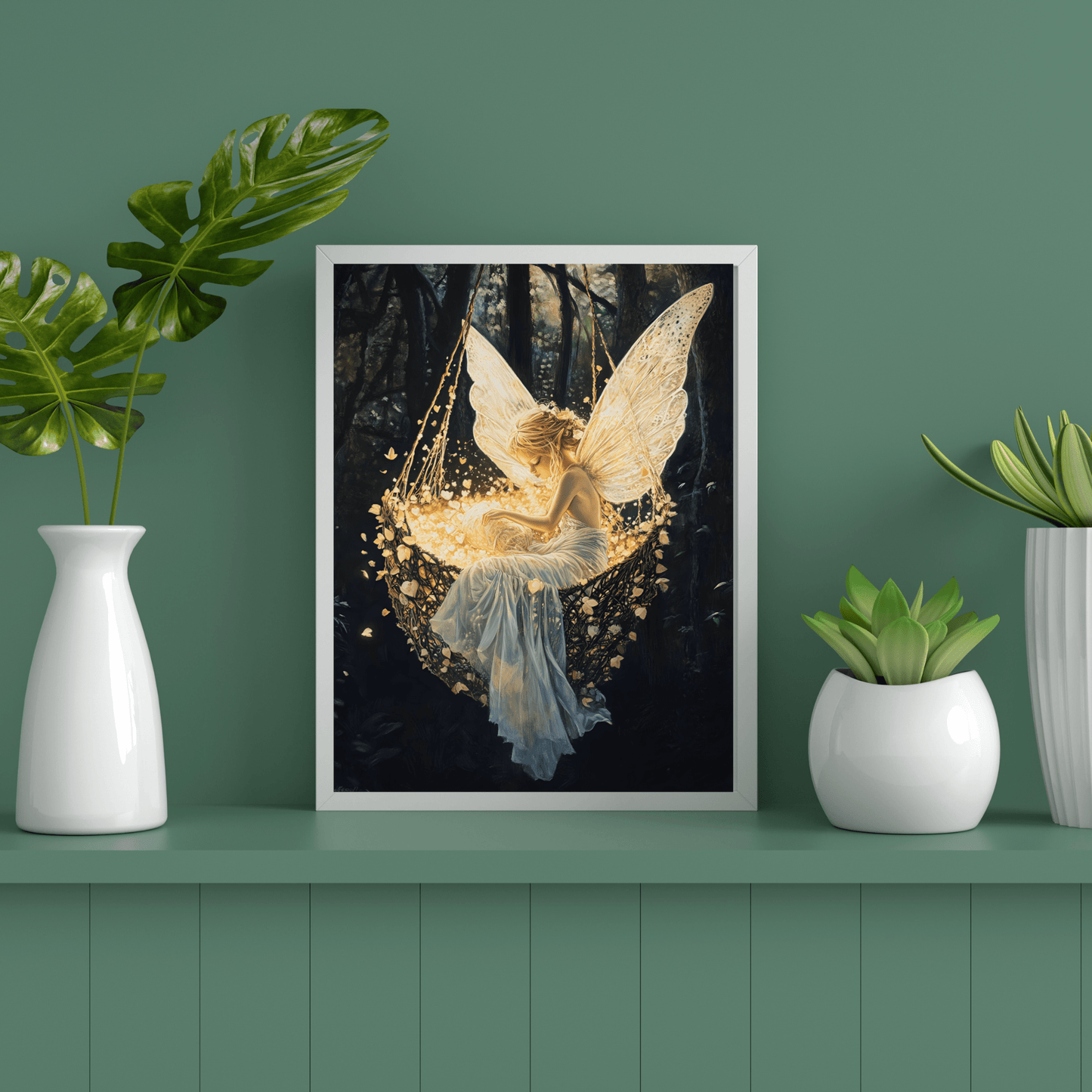 Fantasy Fairy Wall Art Print - Whimsical Nursery Art - Magical Fairycore Motherhood Painting - Whimsigoth Decor - Enchanted Baby Shower Gift
