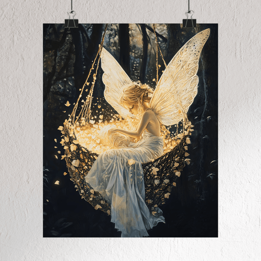 Fantasy Fairy Wall Art Print - Whimsical Nursery Art - Magical Fairycore Motherhood Painting - Whimsigoth Decor - Enchanted Baby Shower Gift