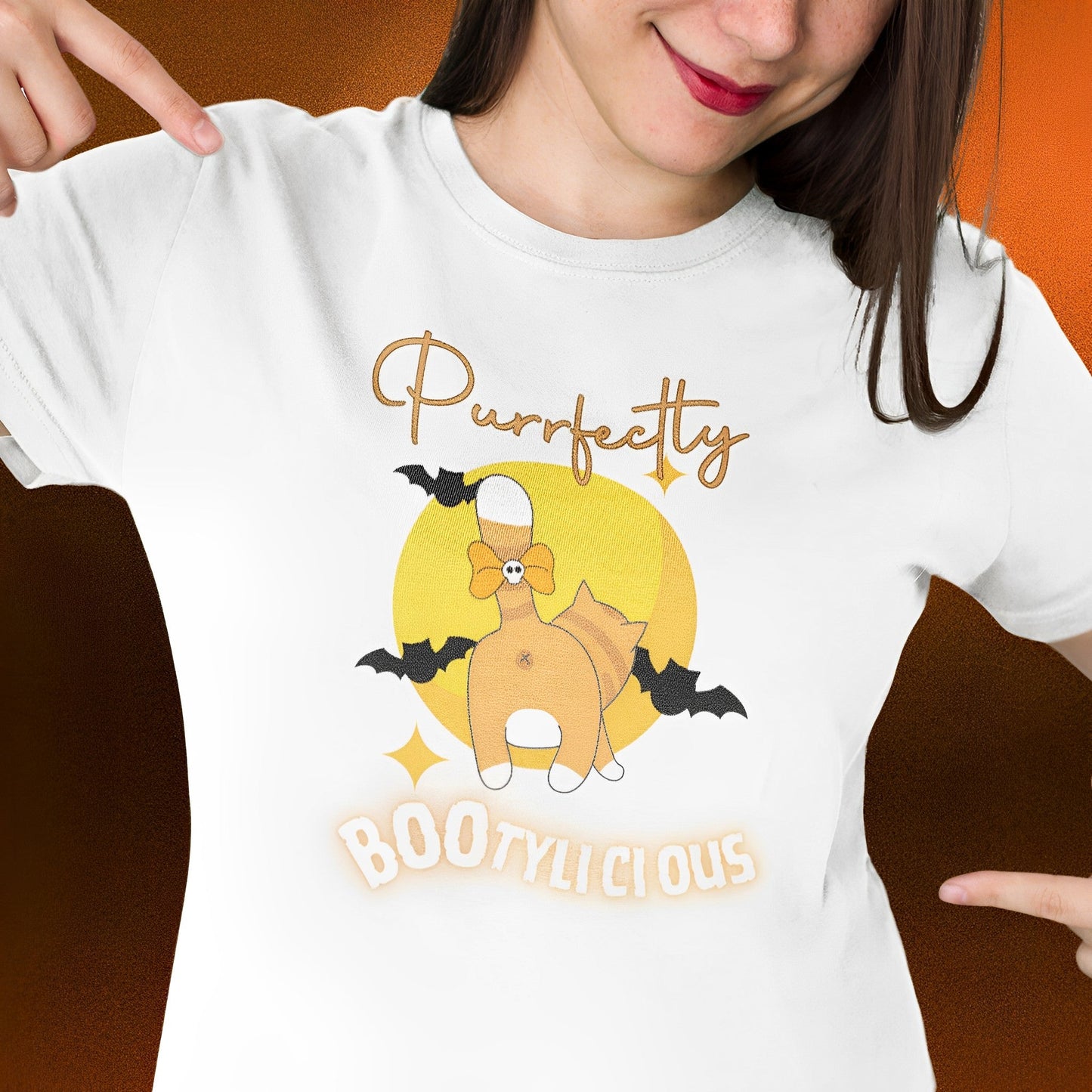 Funny and Cute Halloween Cat T-Shirt - Purrfectly Bootylicious - Boo and Bewear