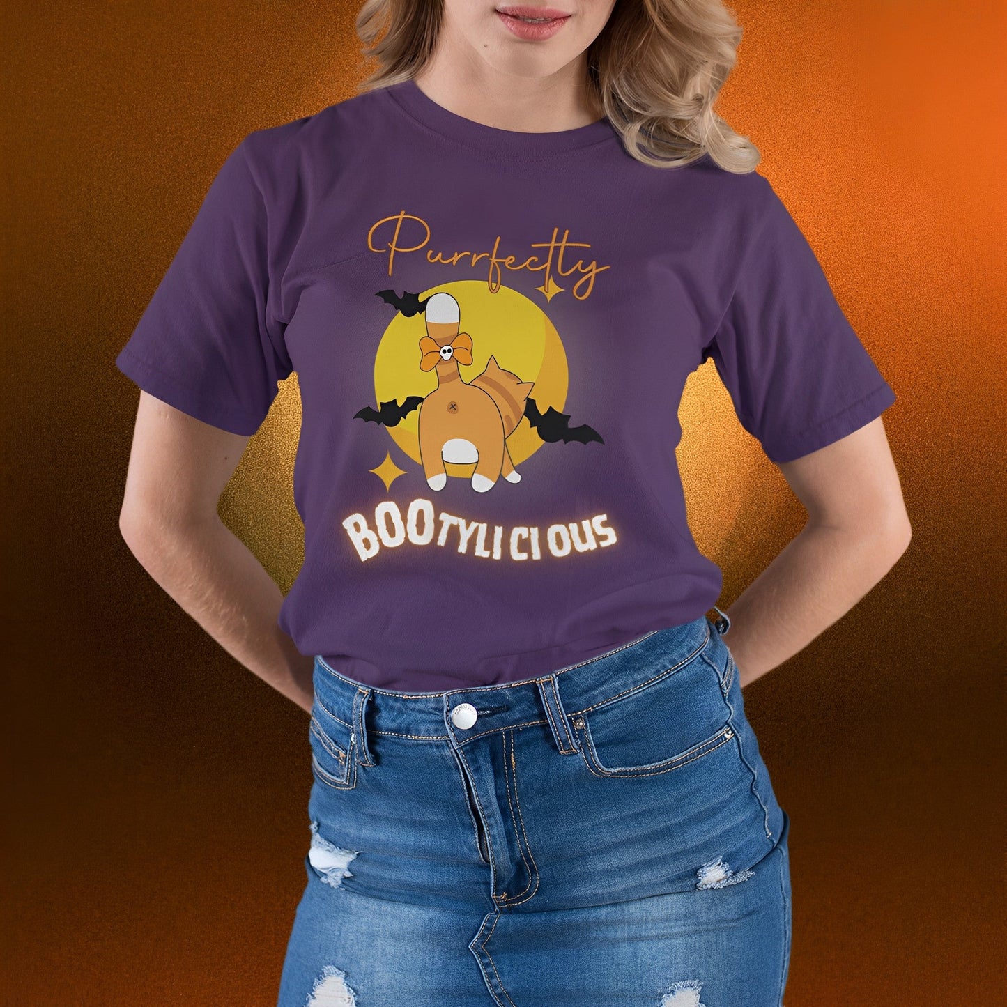 Funny and Cute Halloween Cat T-Shirt - Purrfectly Bootylicious - Boo and Bewear