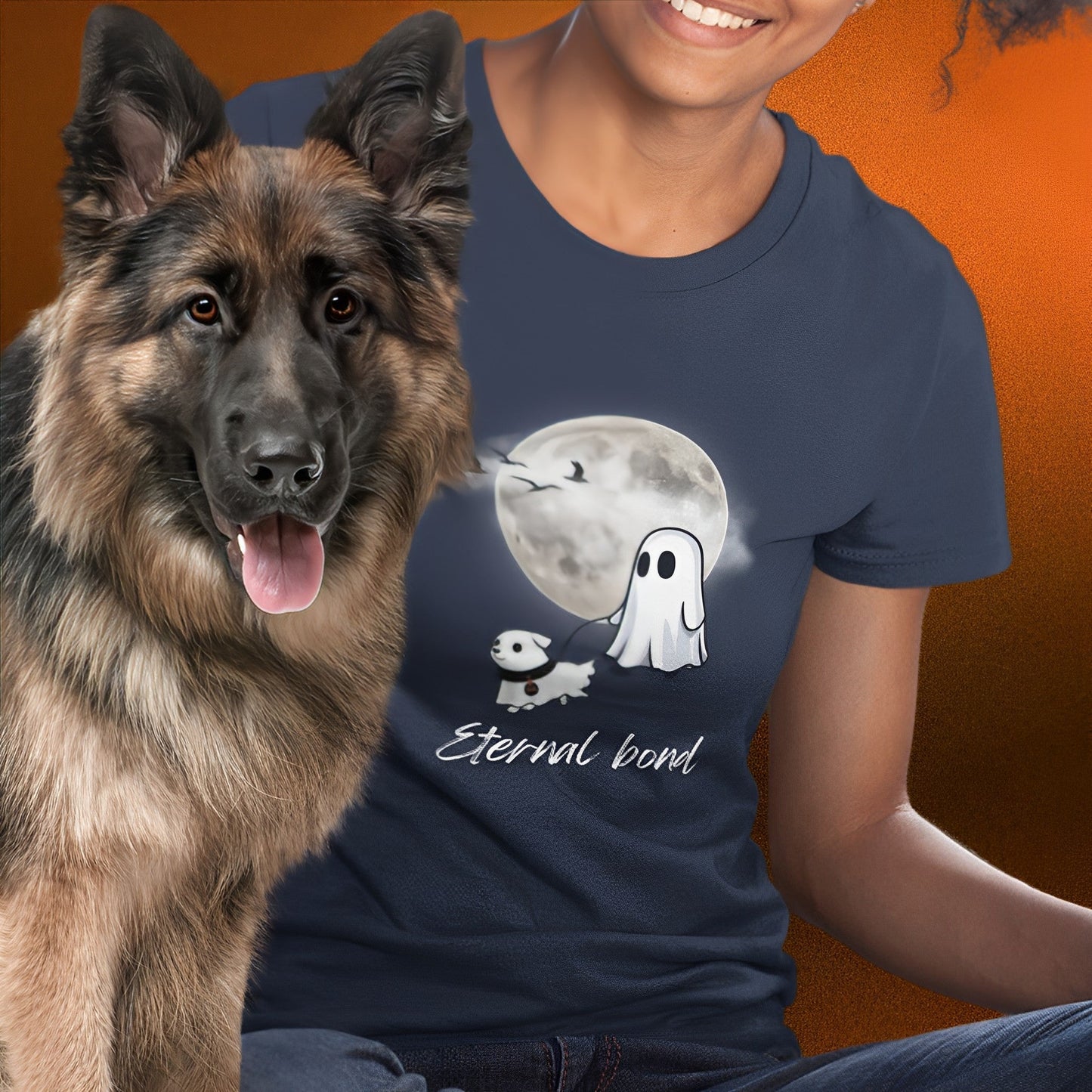 Ghost Walking Dog T-Shirt - Eternal Bond - Dog Lover Shirt - Boo and Bewear