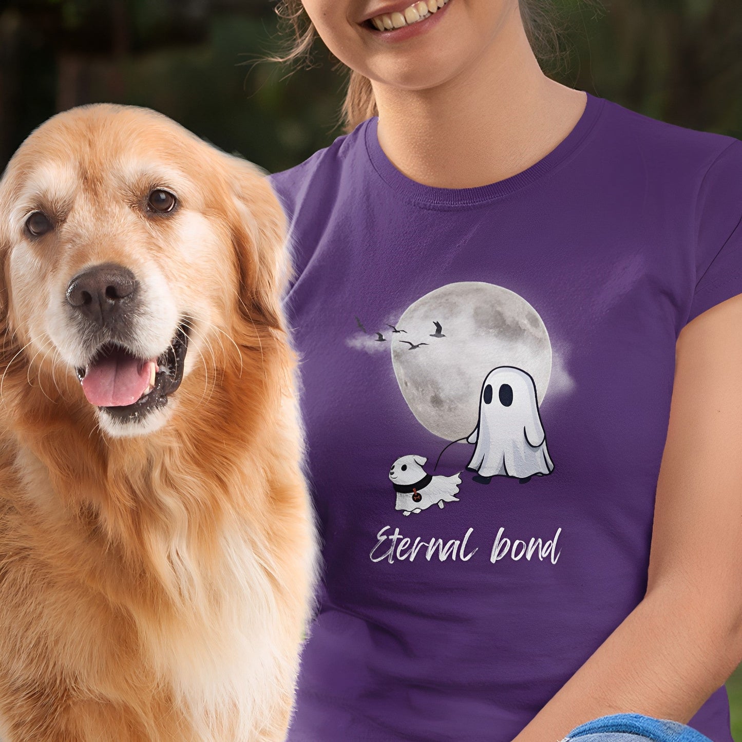 Ghost Walking Dog T-Shirt - Eternal Bond - Dog Lover Shirt - Boo and Bewear