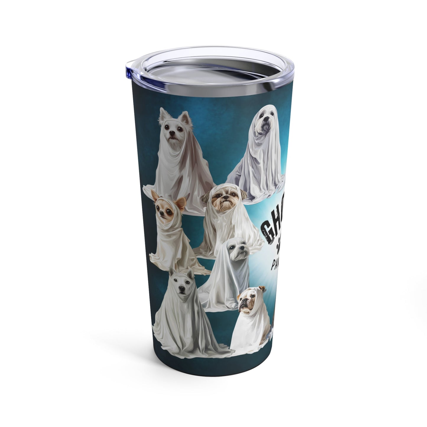 Halloween Tumbler with Cute Ghost Dog Breeds - Ghostly Paw Crew - Boo and Bewear