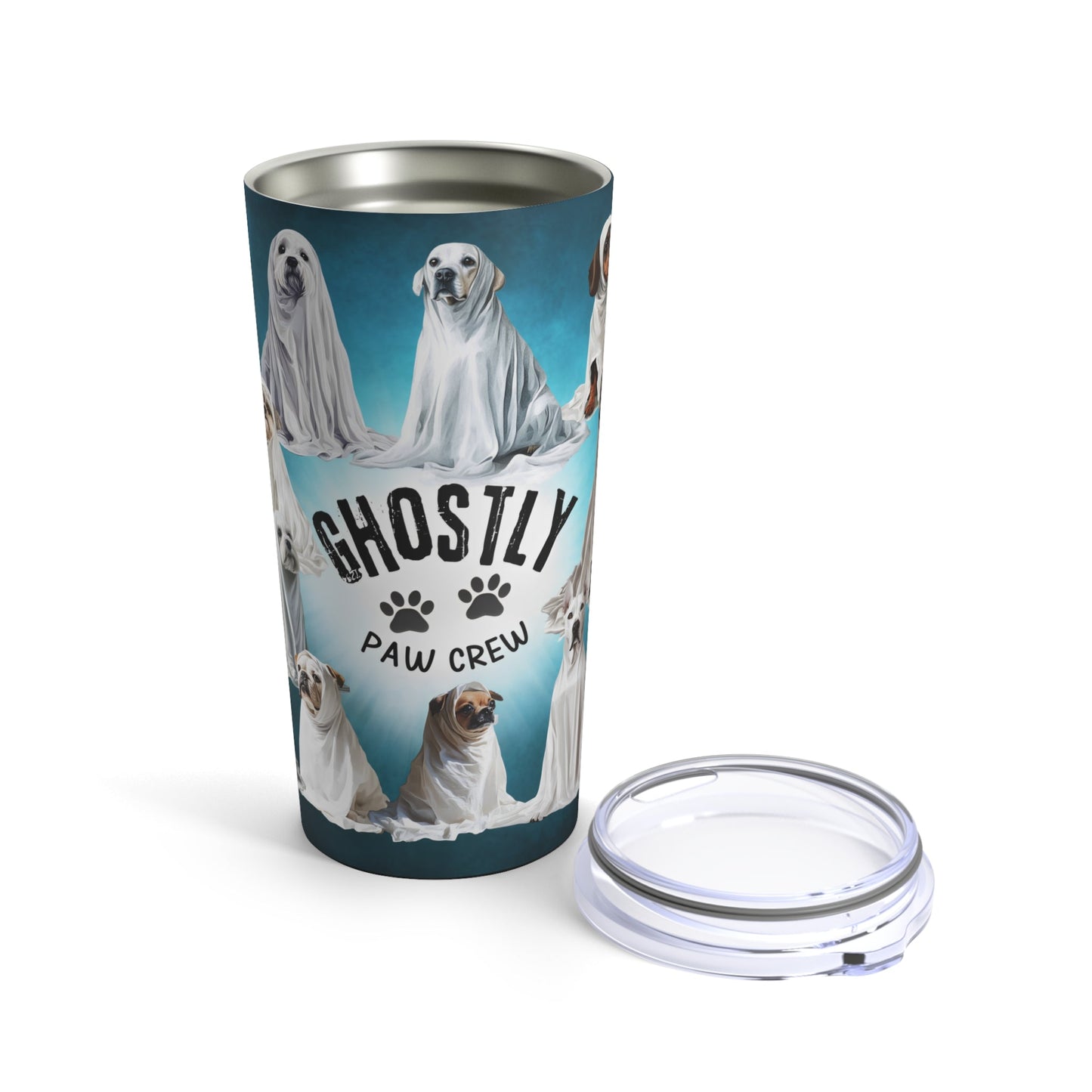 Halloween Tumbler with Cute Ghost Dog Breeds - Ghostly Paw Crew - Boo and Bewear