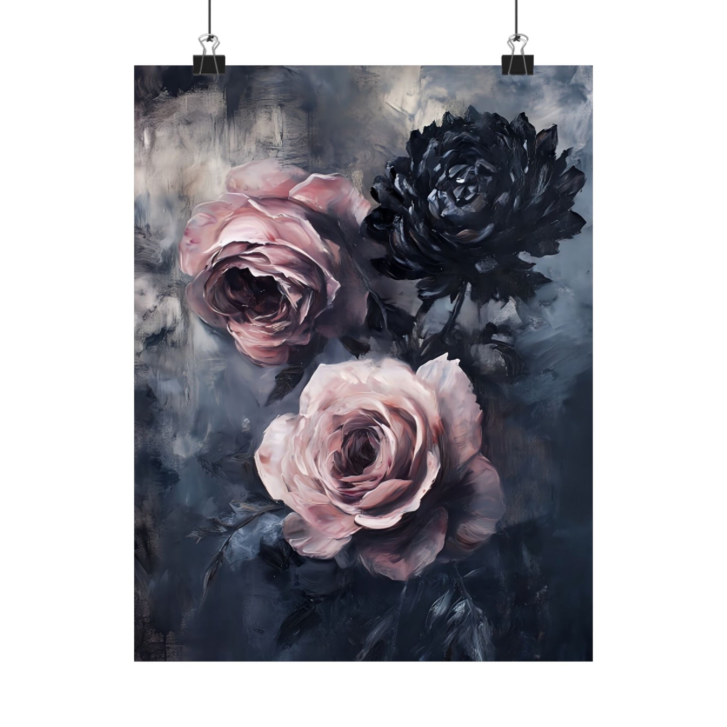 Pastel Goth Rose Painting - Gothic Flower Wall Art Print - Vintage Victorian Dark Romance Poster - Boo and Bewear