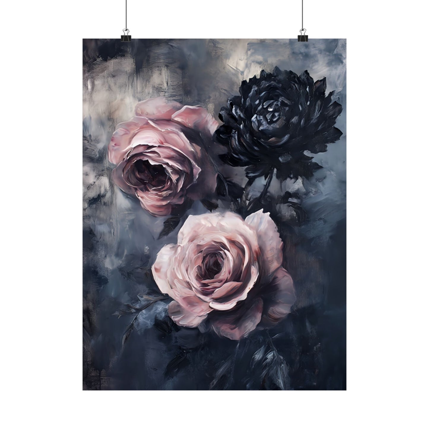 Pastel Goth Rose Painting - Gothic Flower Wall Art Print - Vintage Victorian Dark Romance Poster - Boo and Bewear
