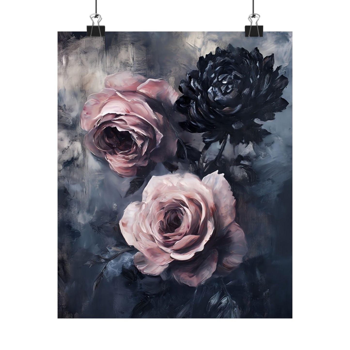 Pastel Goth Rose Painting - Gothic Flower Wall Art Print - Vintage Victorian Dark Romance Poster - Boo and Bewear