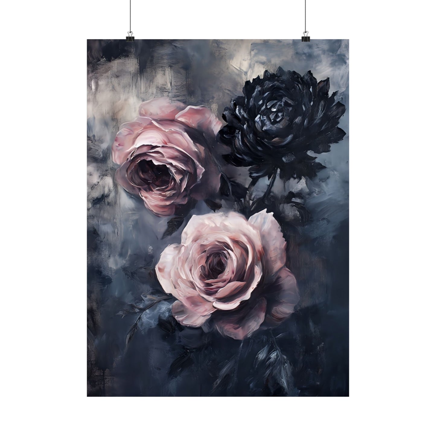 Pastel Goth Rose Painting - Gothic Flower Wall Art Print - Vintage Victorian Dark Romance Poster - Boo and Bewear
