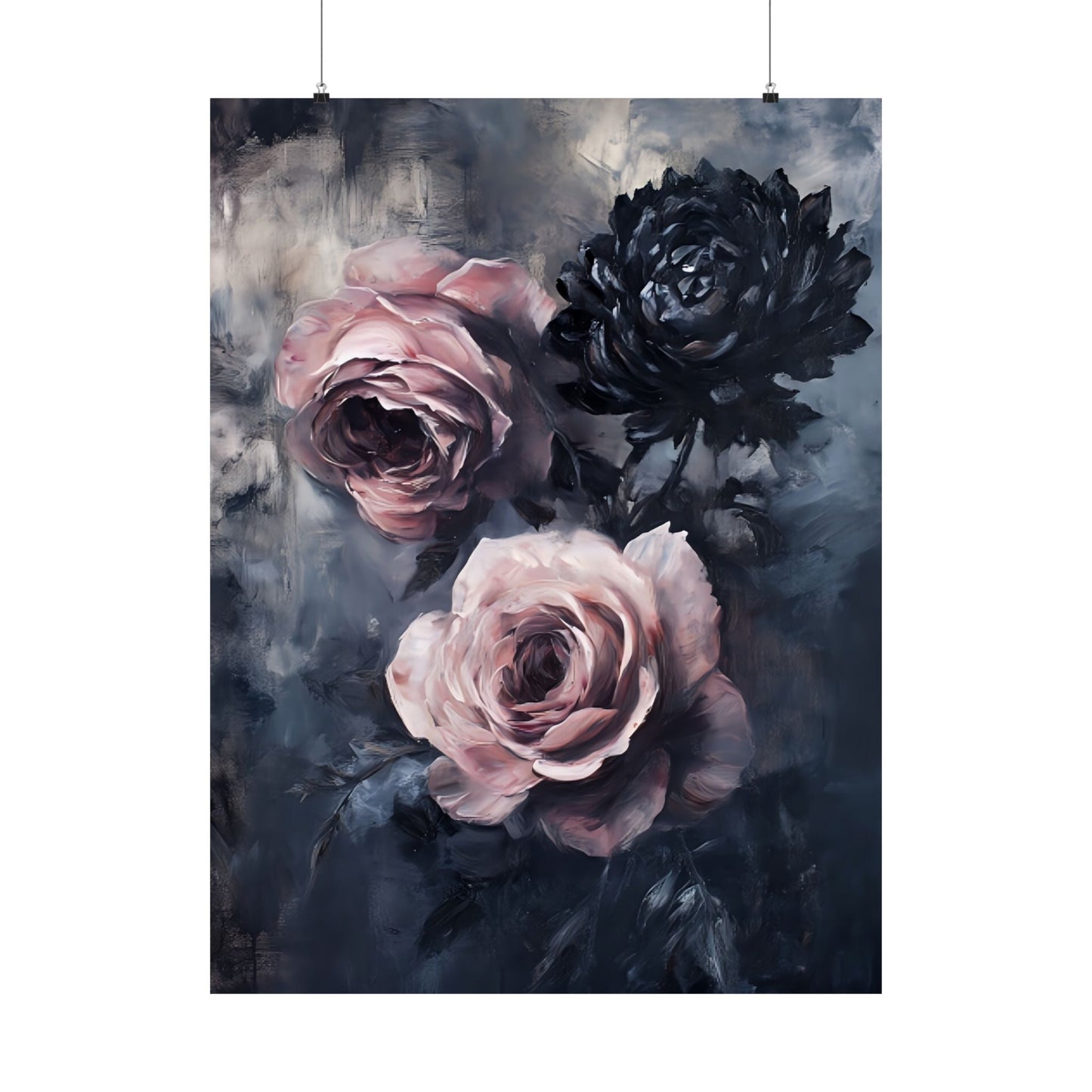 Pastel Goth Rose Painting - Gothic Flower Wall Art Print - Vintage Victorian Dark Romance Poster - Boo and Bewear