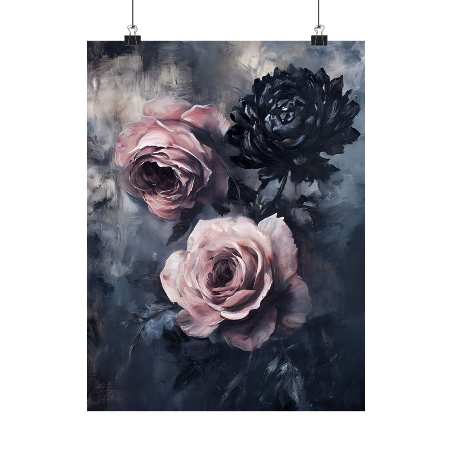 Pastel Goth Rose Painting - Gothic Flower Wall Art Print - Vintage Victorian Dark Romance Poster - Boo and Bewear