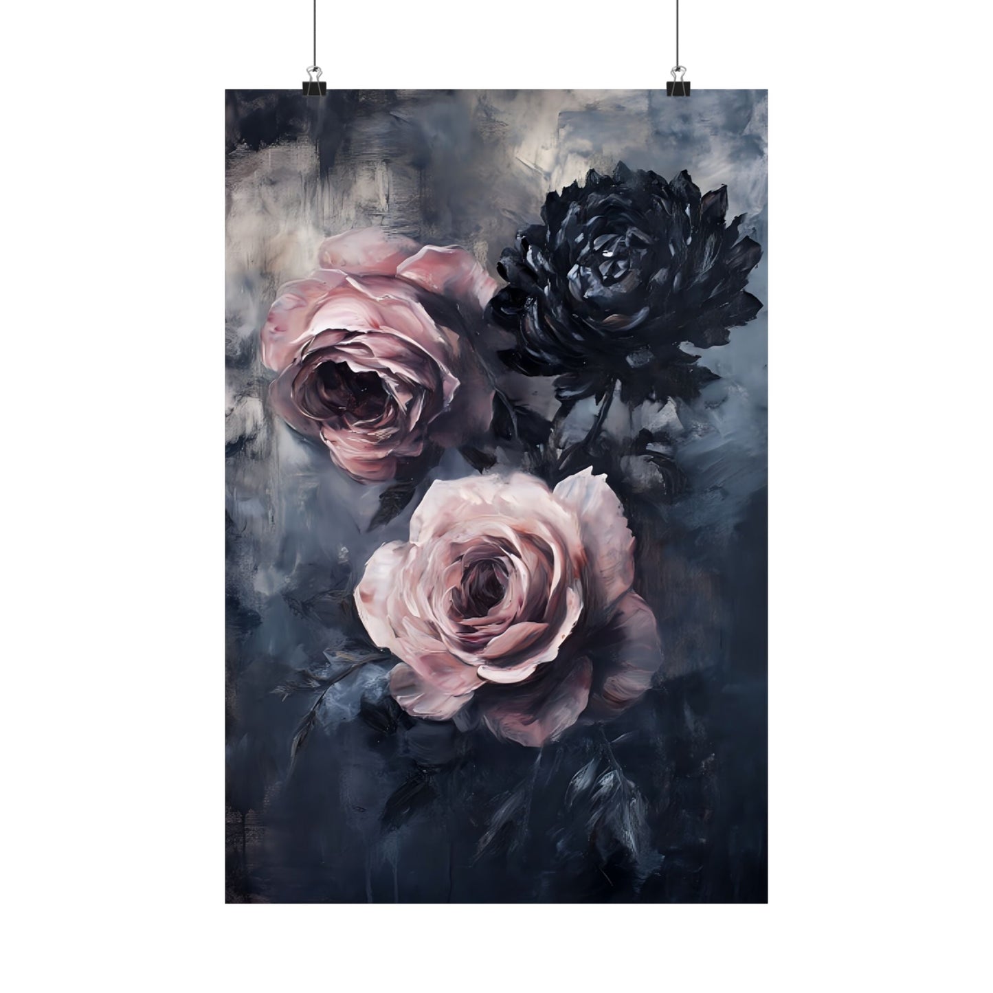 Pastel Goth Rose Painting - Gothic Flower Wall Art Print - Vintage Victorian Dark Romance Poster