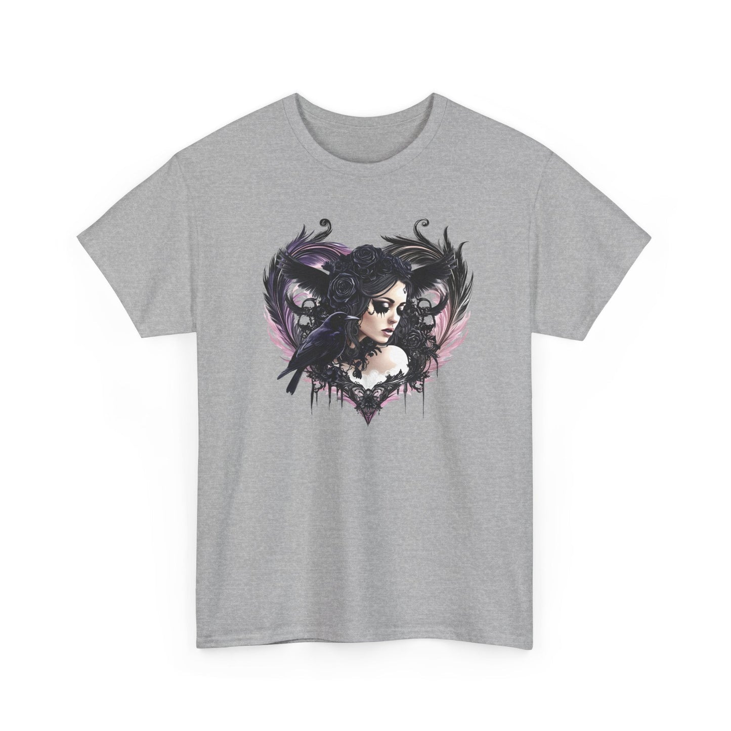 Pastel Goth T-Shirt - Aesthetic Gothic Woman with Raven - Boo and Bewear