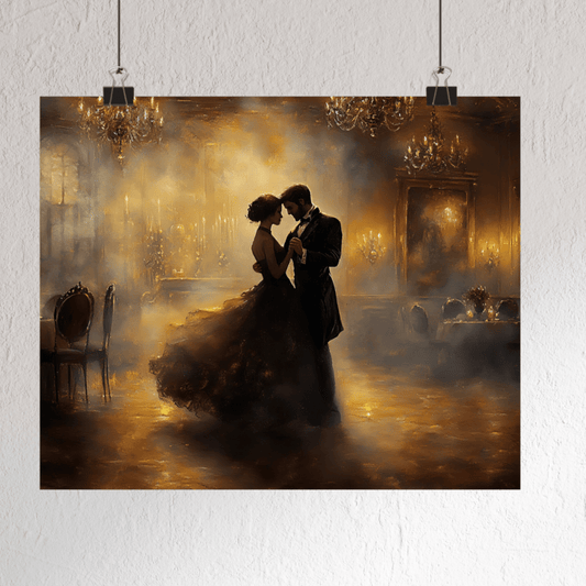 Vintage Dark Romance Painting, Victorian Wall Art, Dark Academia Print, Man & Woman Dancing, Antique Gothic Home Decor