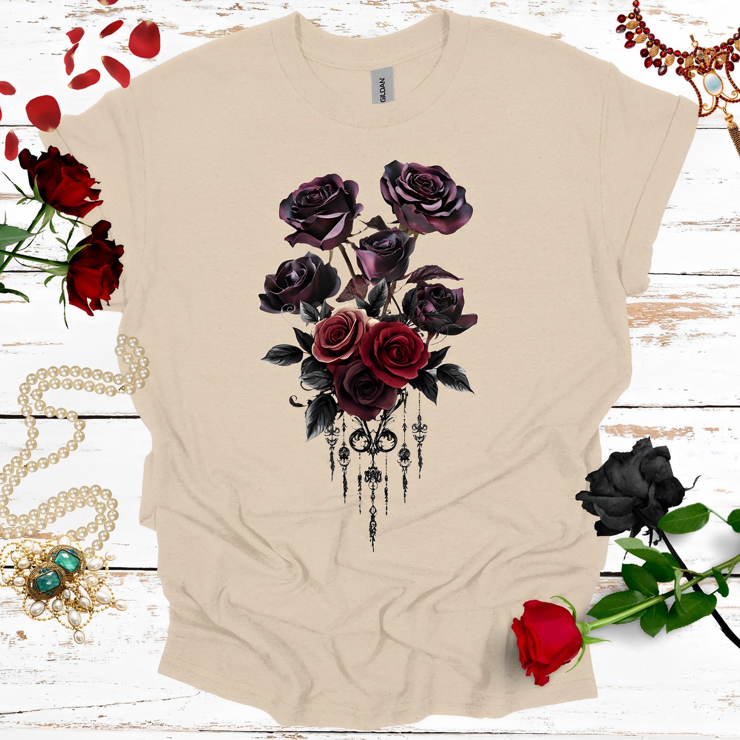 Vintage Roses T-Shirt - Aesthetic Gothic Shirts - Boo and Bewear