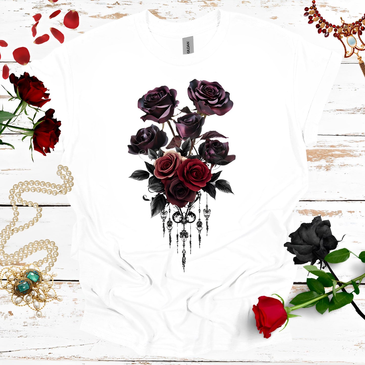 Vintage Roses T-Shirt - Aesthetic Gothic Shirts - Boo and Bewear