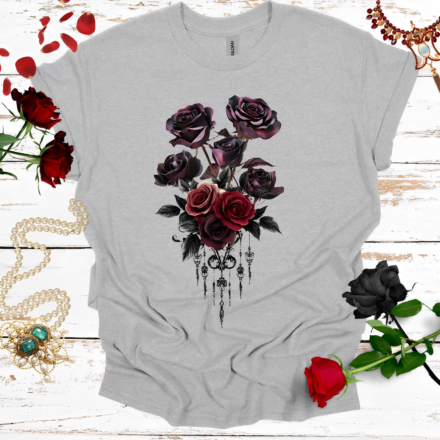 Vintage Roses T-Shirt - Aesthetic Gothic Shirts - Boo and Bewear