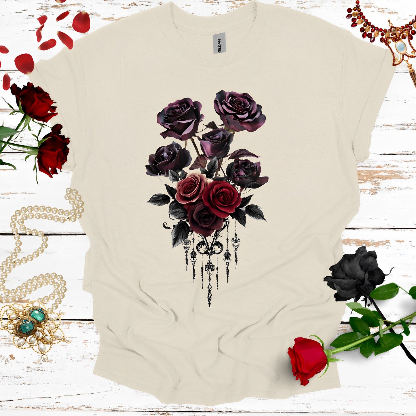 Vintage Roses T-Shirt - Aesthetic Gothic Shirts - Boo and Bewear