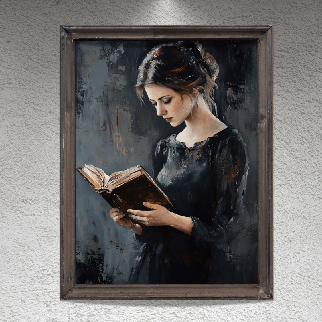 Vintage Woman Reading Wall Art Print - Bookish Moody Victorian Painting - Dark Academia Poster for Book Lovers - Boo and Bewear