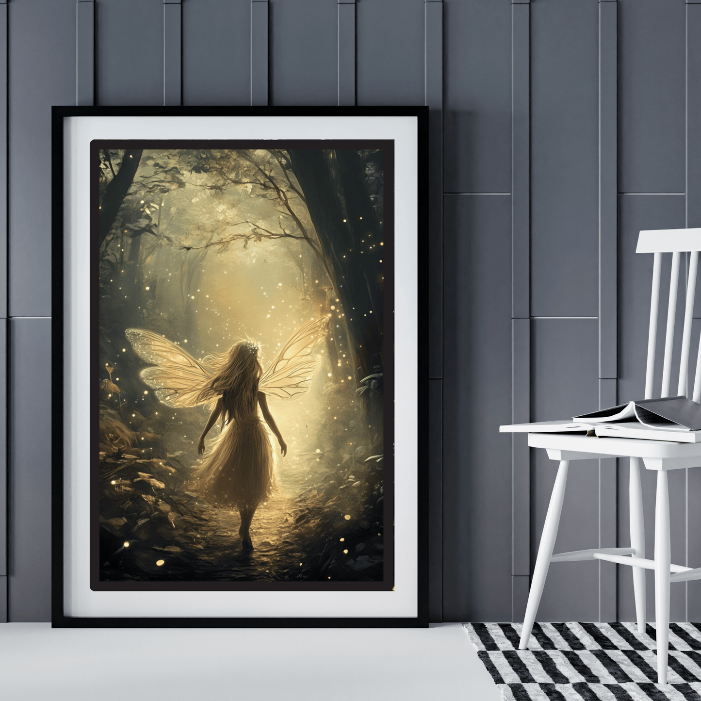 Whimsical Fairy Wall Art Print - Dark Fantasy Forest Poster - Magical Fairycore Painting - Whimsigoth Decor
