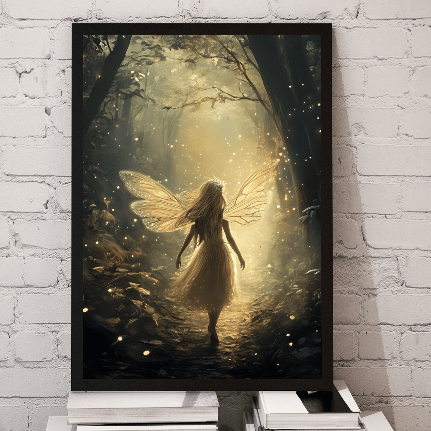 Whimsical Fairy Wall Art Print - Dark Fantasy Forest Poster - Magical Fairycore Painting - Whimsigoth Decor