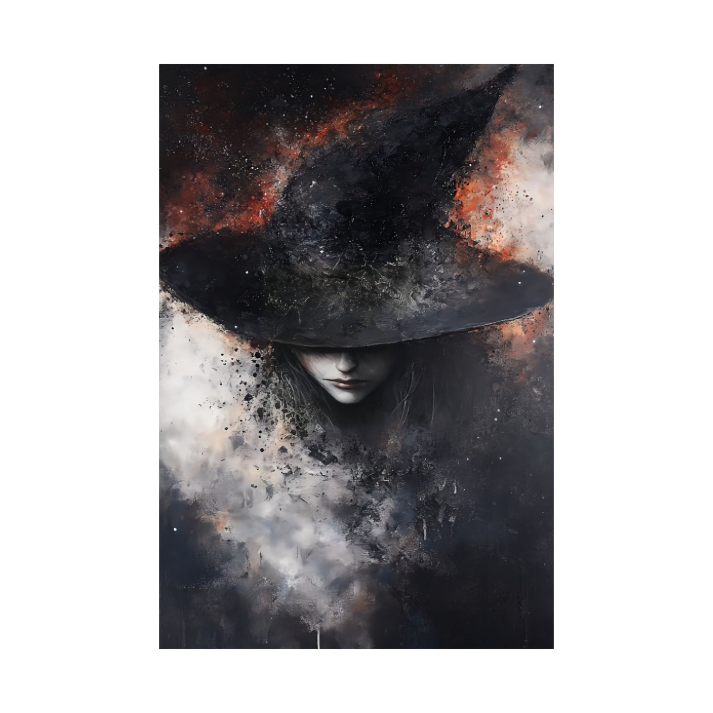 Witch Woman Wall Art Print - Gothic Witchy Painting - Dark Vintage Witchcraft Poster
