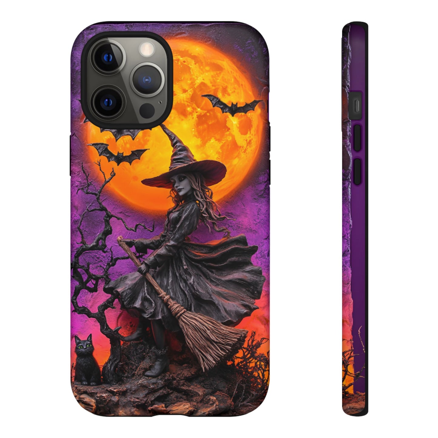 Witch and Bats Phone Case - Witchy Halloween Phone Cases - iPhone 16 15 14 13 12 11, Samsung Galaxy & Google Pixel Phone Covers