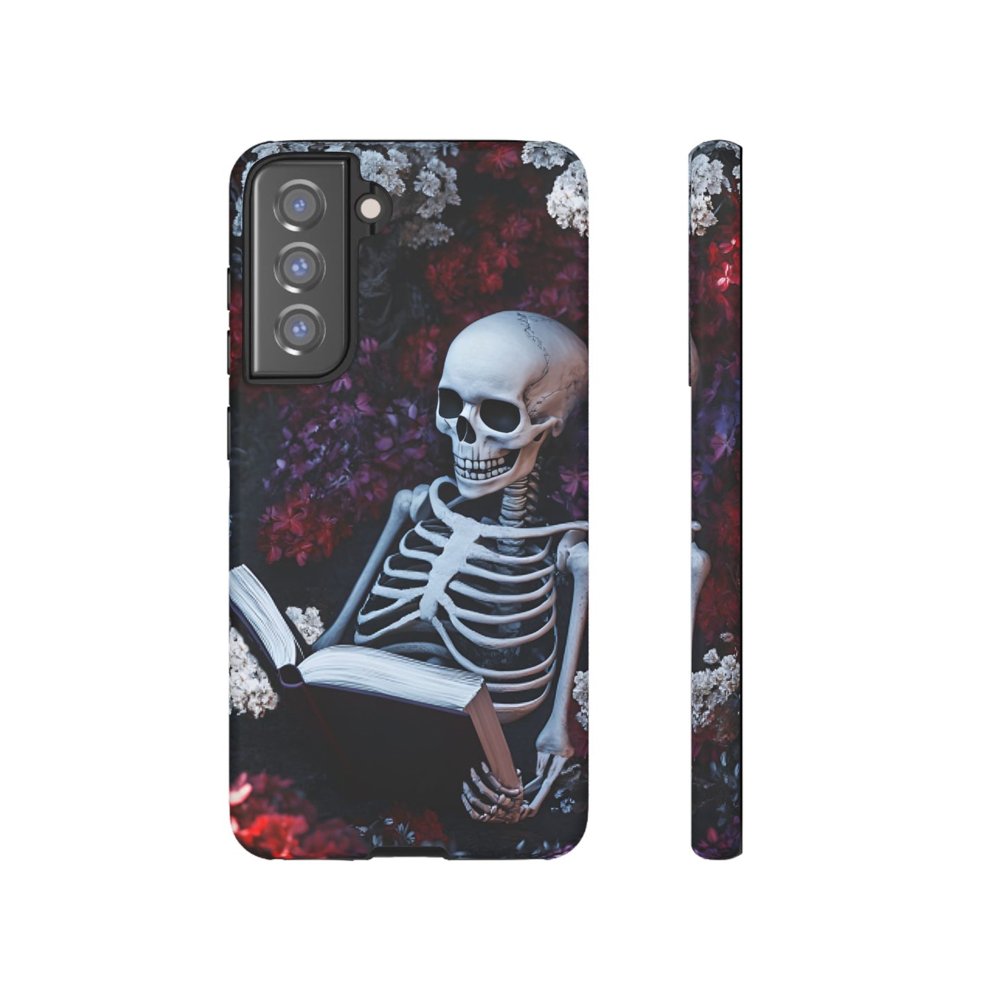 Skeleton Reading Book Phone Case - Bookish Halloween Phone Cases - iPhone 16 15 14 13 12 11, Samsung Galaxy & Google Pixel Phone Covers