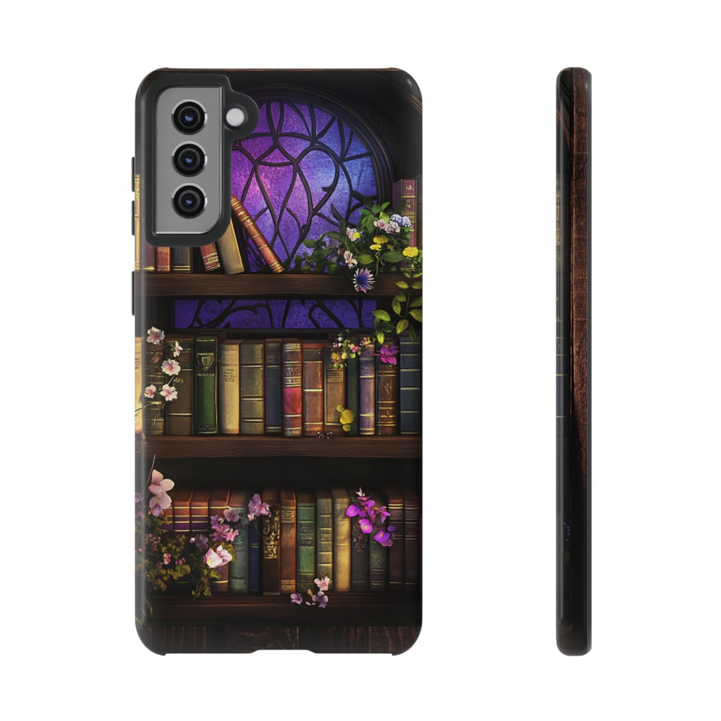 Bookshelf Phone Case - Dark Academia Stained Glass Phone Cases - iPhone 16 15 14 13 12 11, Samsung Galaxy & Google Pixel Phone Covers