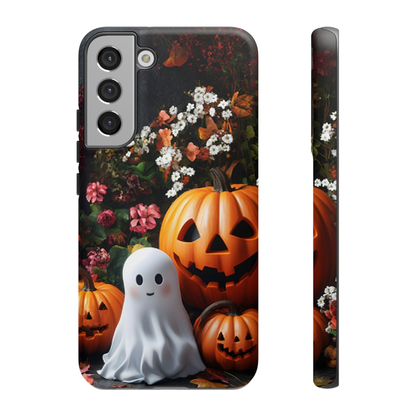 Halloween Phone Case with Cute Ghost and Pumpkins for iPhone 16 15 14 13 12 11, Samsung Galaxy & Google Pixel