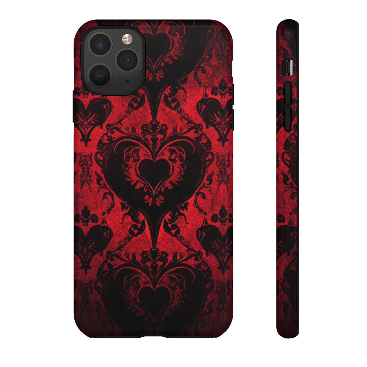 Gothic Dark Romance Phone Case - Black Hearts Phone Cover - iPhone 16 15 14 13 12 11, Samsung Galaxy & Google Pixel Phone Covers