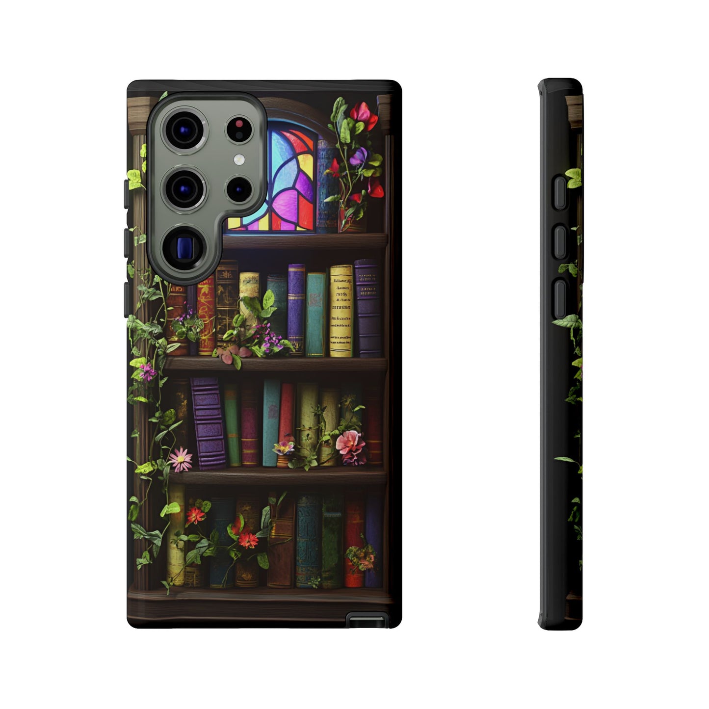 Bookshelf and Stained Glass Window Phone Case - Book Lover Phone Cases - iPhone 16 15 14 13 12 11, Samsung Galaxy & Google Pixel Phone Covers