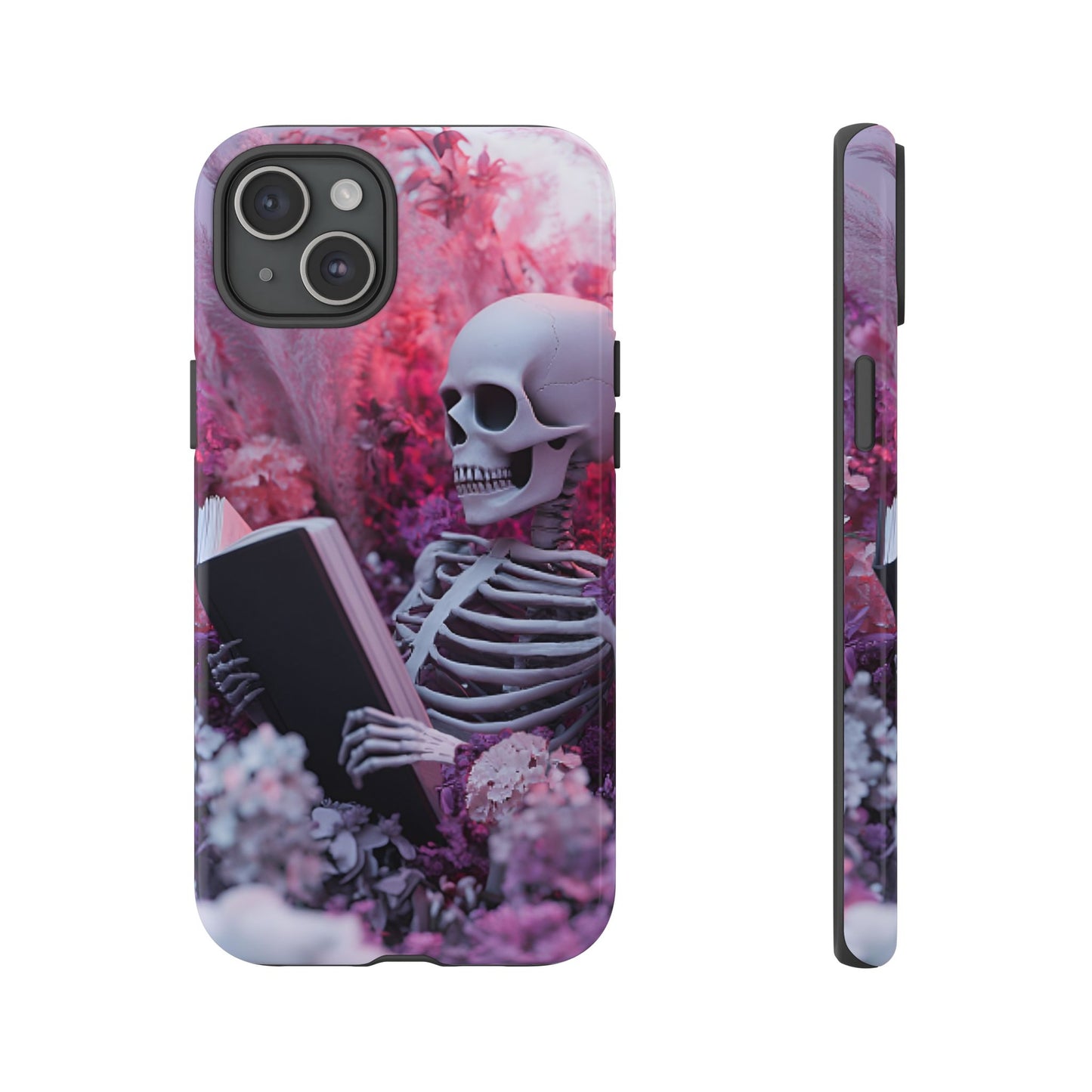 Bookish Skeleton Phone Case - Spooky Floral Halloween Phone Cases for Phone 16 15 14 13 12 11, Samsung Galaxy & Google Pixel