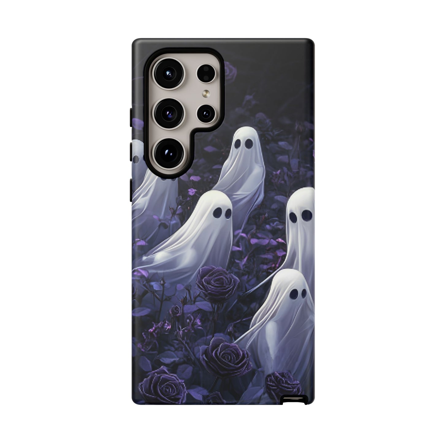 Halloween Phone Case - Ghosts in Purple Rose Garden for iPhone 16 15 14 13 12 11, Samsung Galaxy & Google Pixel Phone Covers