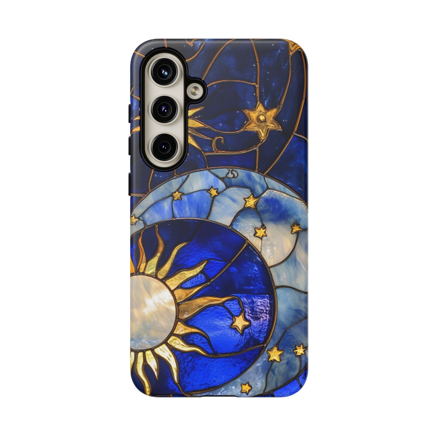 Moon and Sun Stained Glass Phone Case - iPhone 16 15 14 13 12 11, Samsung Galaxy & Google Pixel Phone Covers