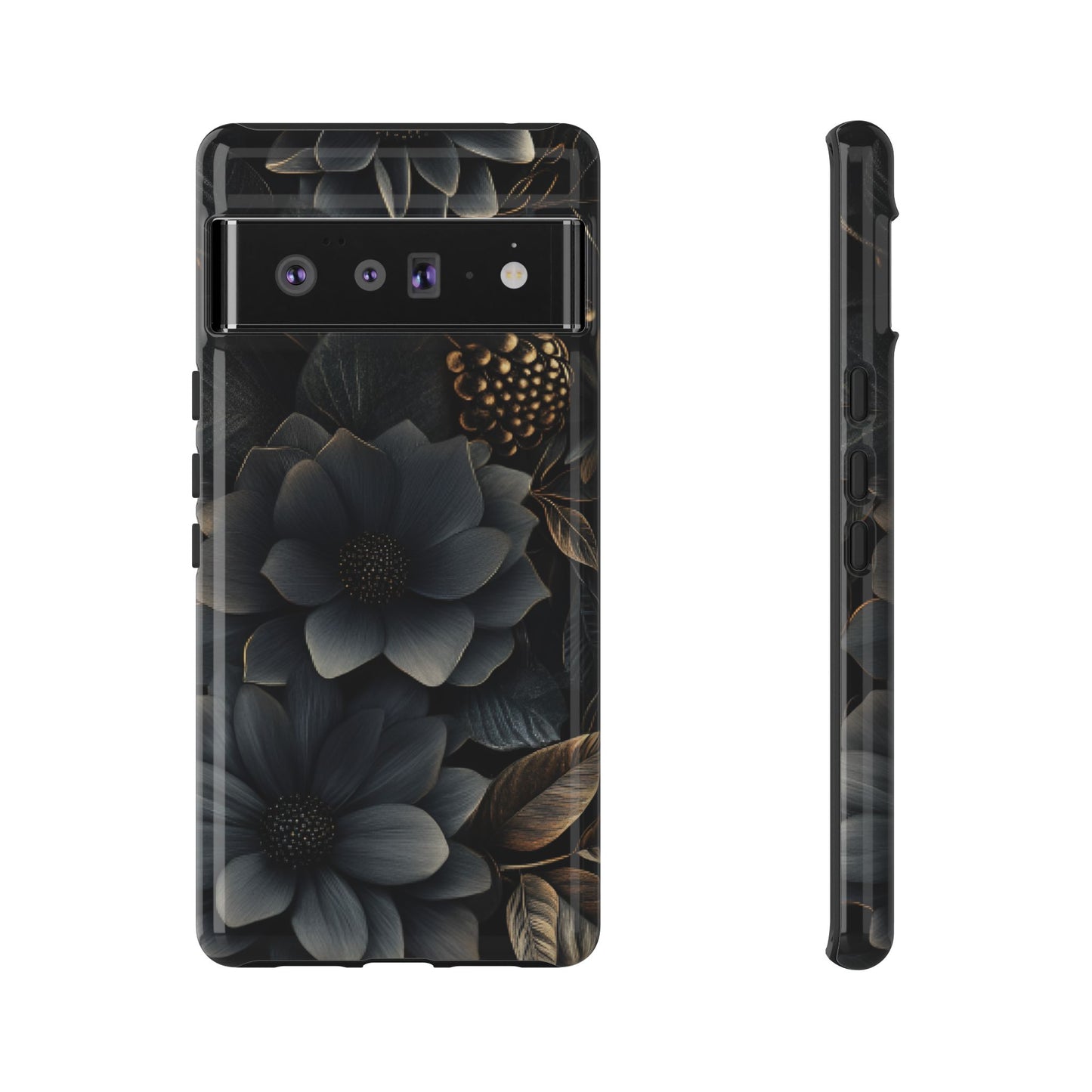 Dark Flower Phone Case for iPhone 16 15 14 13 12 11, Samsung Galaxy & Google Pixel