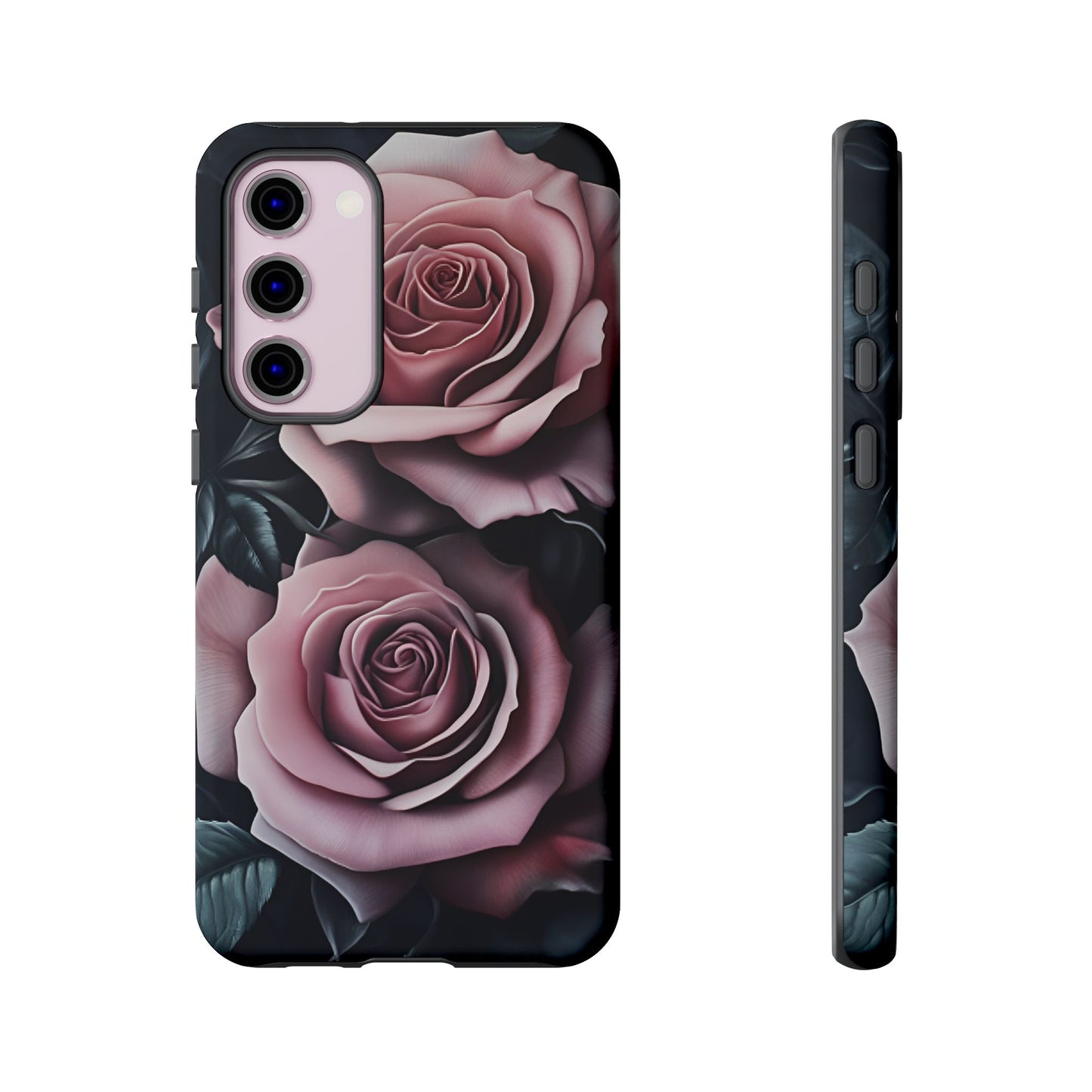 Pastel Goth Roses Phone Case - Gothic Black and Pink Flowers Phone Cases - iPhone 16 15 14 13 12 11, Samsung Galaxy & Google Pixel Phone Covers