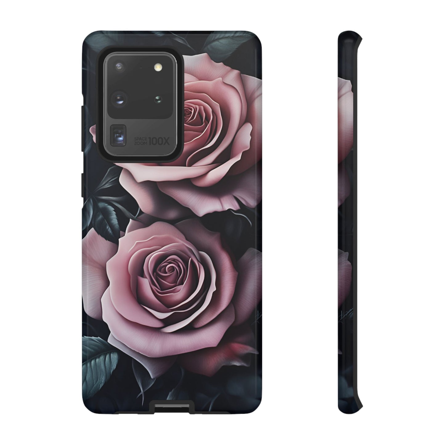 Pastel Goth Roses Phone Case - Gothic Black and Pink Flowers Phone Cases - iPhone 16 15 14 13 12 11, Samsung Galaxy & Google Pixel Phone Covers