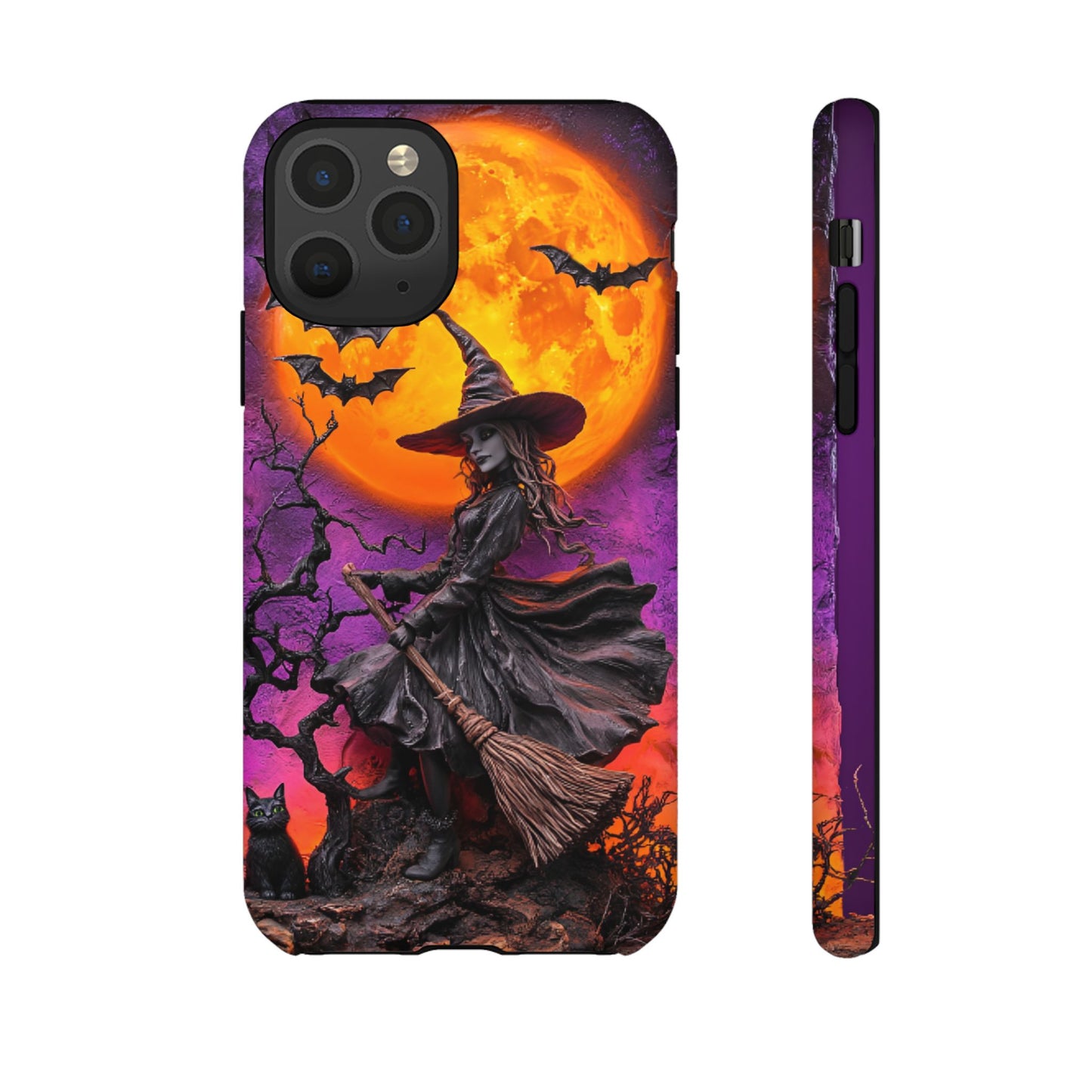 Witch and Bats Phone Case - Witchy Halloween Phone Cases for iPhone 16 15 14 13 12 11, Samsung Galaxy & Google Pixel