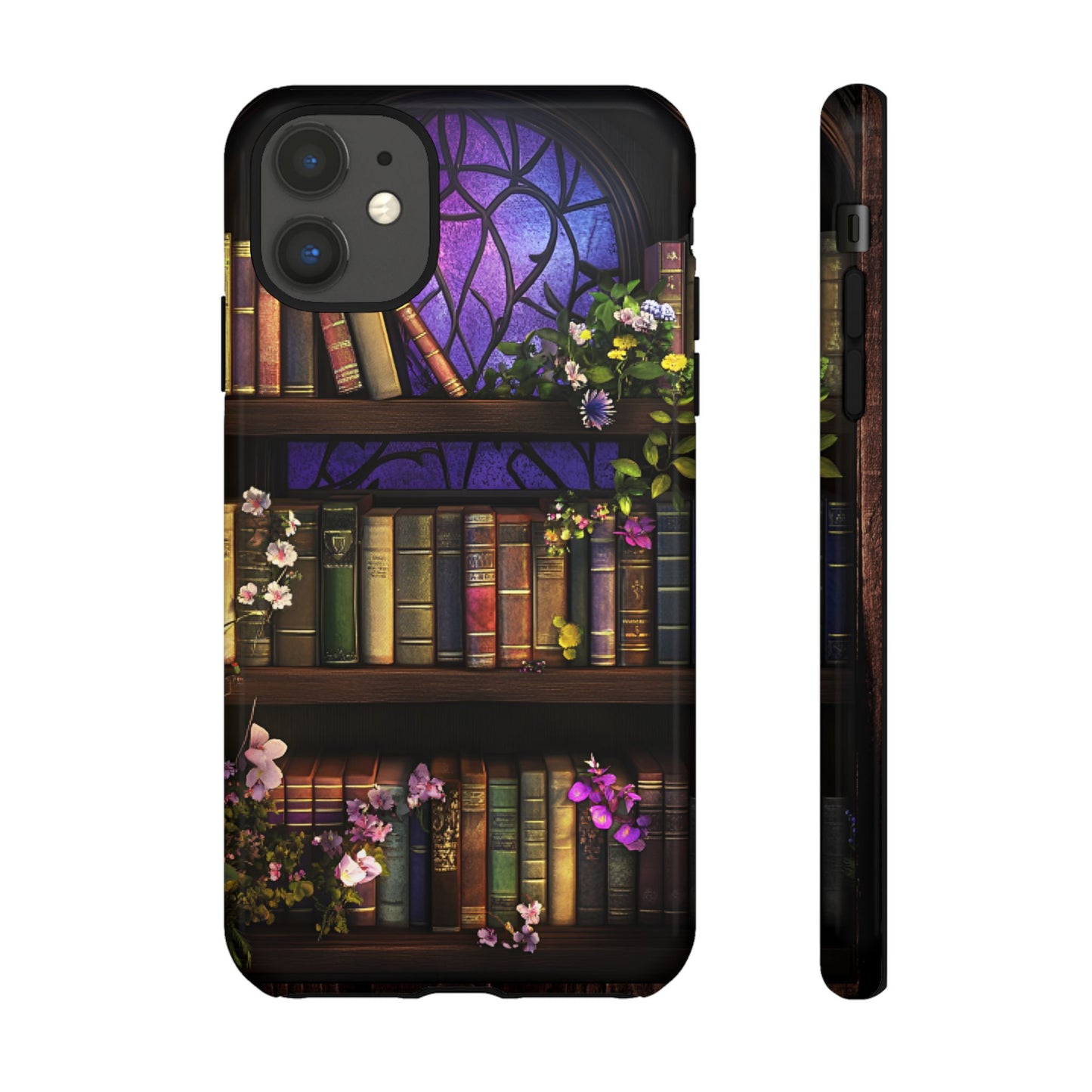 Bookshelf Phone Case - Dark Academia Stained Glass Phone Cases for iPhone 16 15 14 13 12 11, Samsung Galaxy & Google Pixel