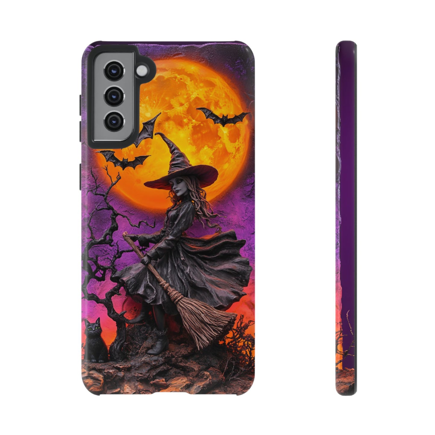 Witch and Bats Phone Case - Witchy Halloween Phone Cases - iPhone 16 15 14 13 12 11, Samsung Galaxy & Google Pixel Phone Covers