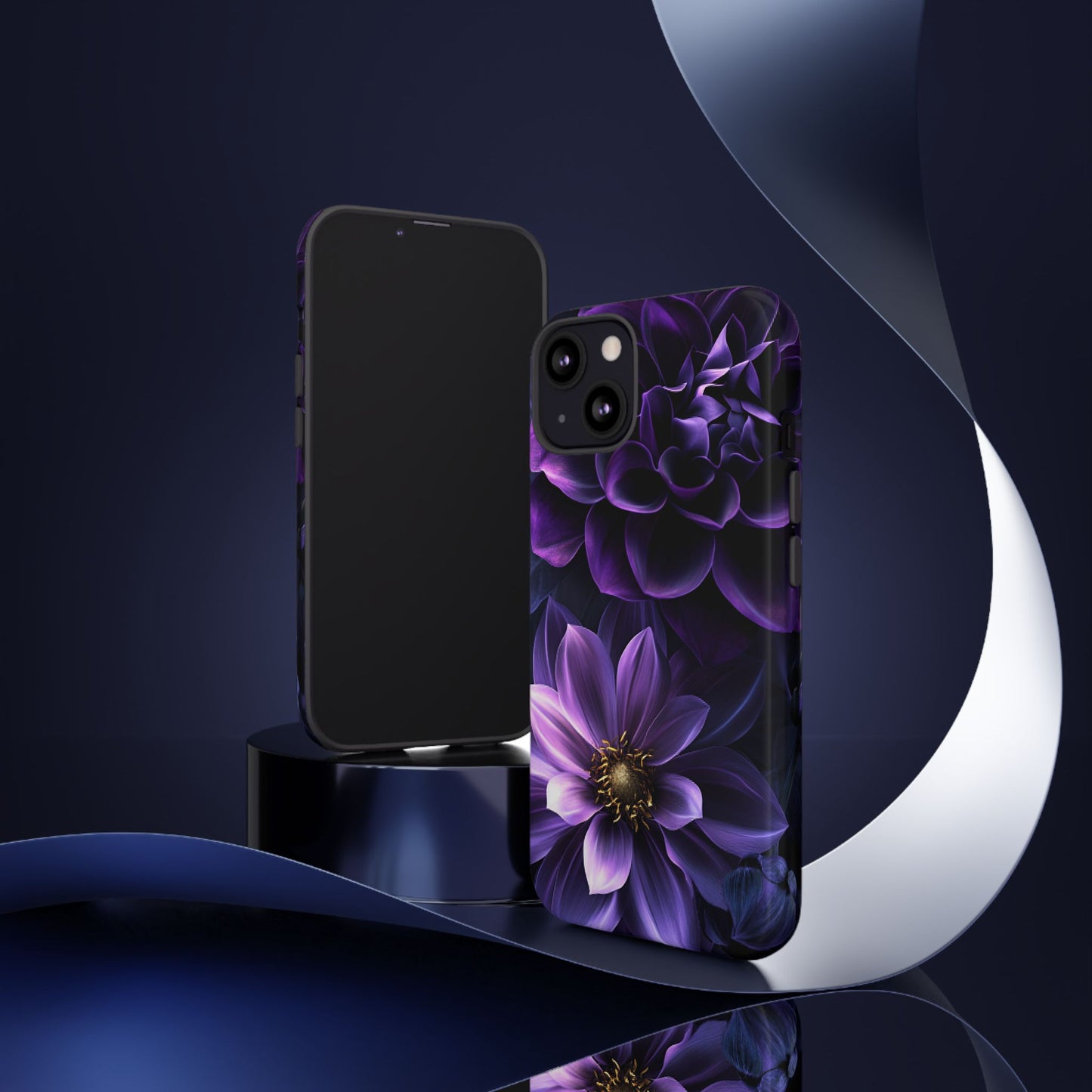 Black and Purple Flowers Phone Case - Dark Gothic Bloom Phone Cases - iPhone 16 15 14 13 12 11, Samsung Galaxy & Google Pixel Phone Covers