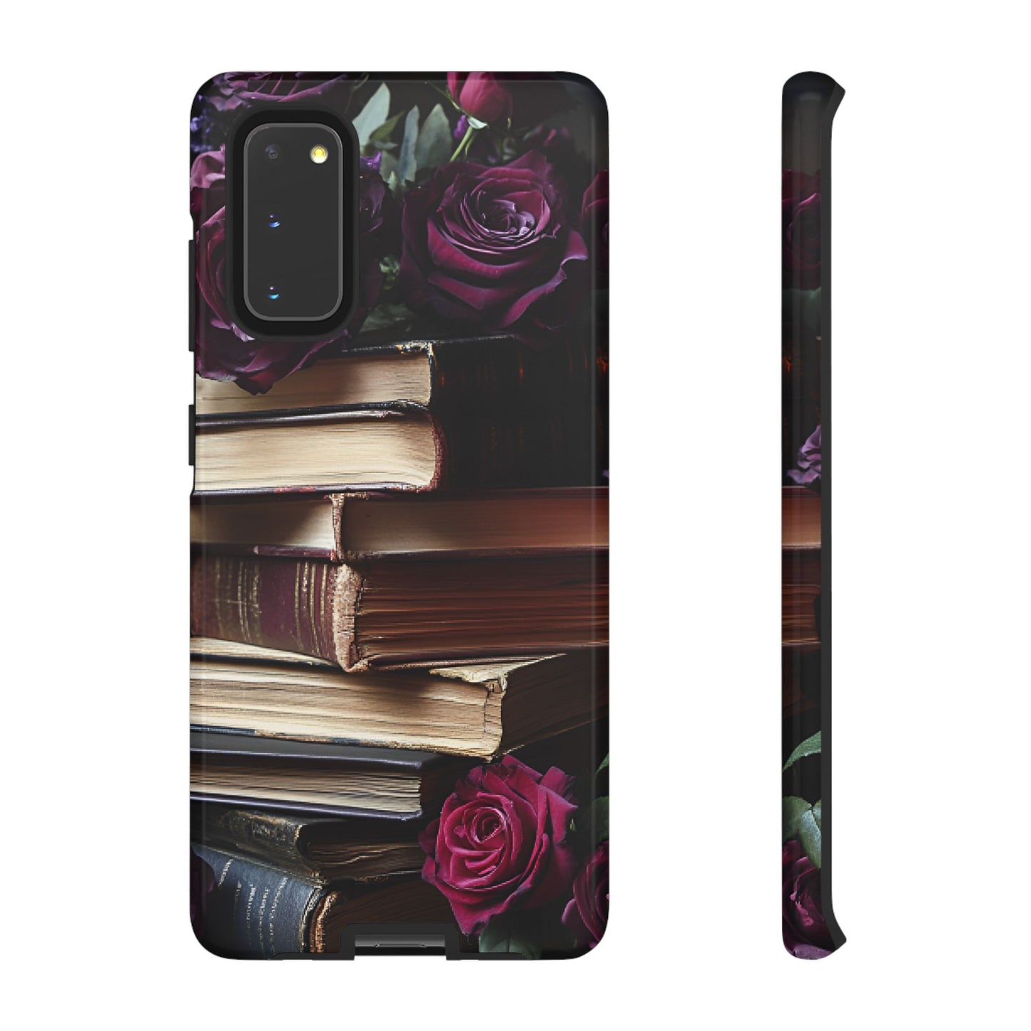 Books and Roses Phone Case - Bookish Dark Academia Phone Cover for iPhone 16 15 14 13 12 11, Samsung Galaxy & Google Pixel