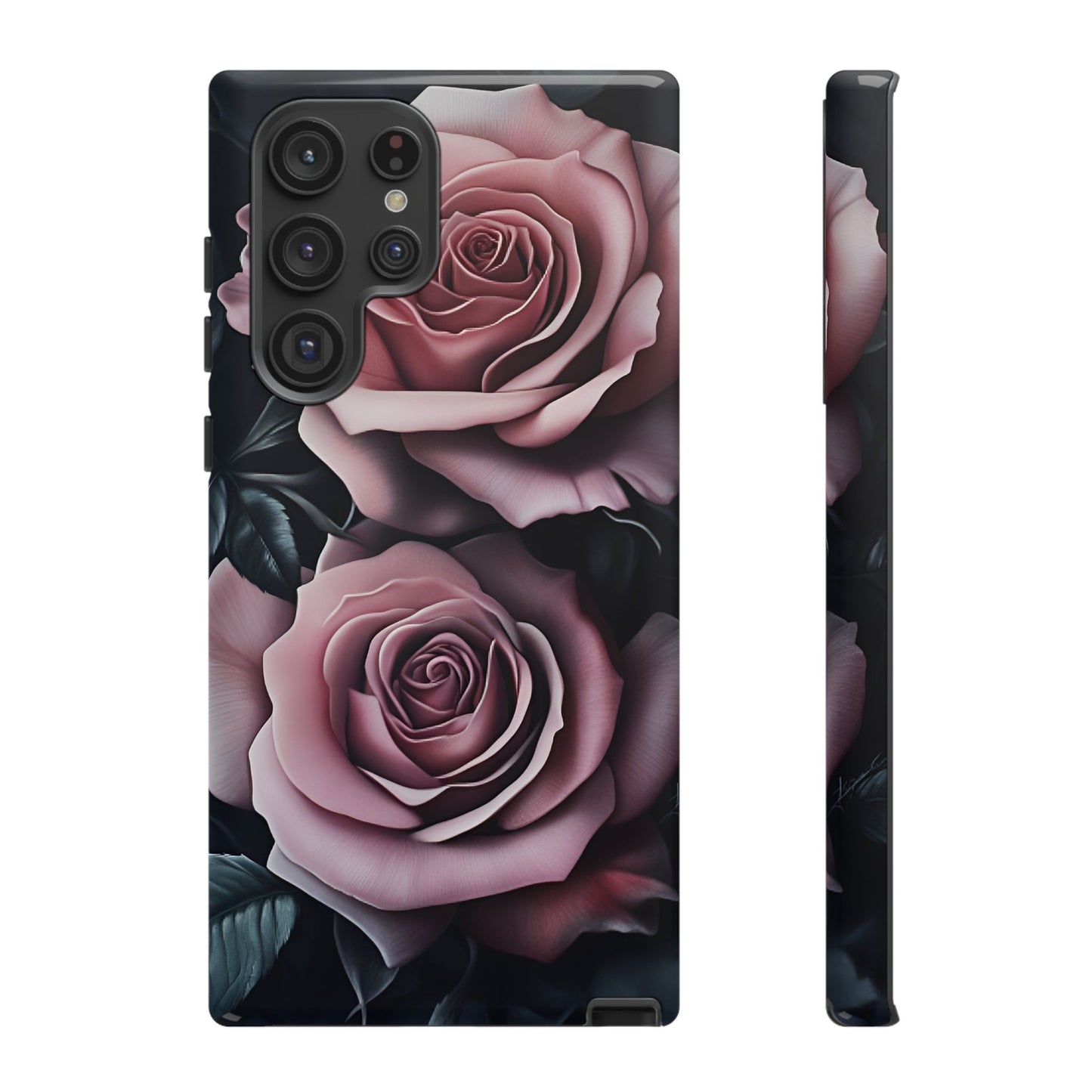 Pastel Goth Roses Phone Case - Gothic Black and Pink Flowers Phone Cases for iPhone 16 15 14 13 12 11, Samsung Galaxy & Google Pixel