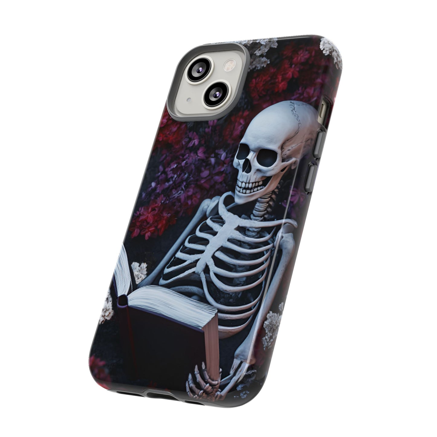 Skeleton Reading Book Phone Case - Bookish Halloween Phone Cases - iPhone 16 15 14 13 12 11, Samsung Galaxy & Google Pixel Phone Covers